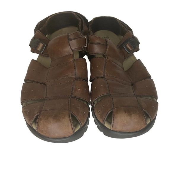 Teva Fisherman Sandals Men\'s 12 US Brown Leather Closed Toe Beach Shoes 6556 main image 9